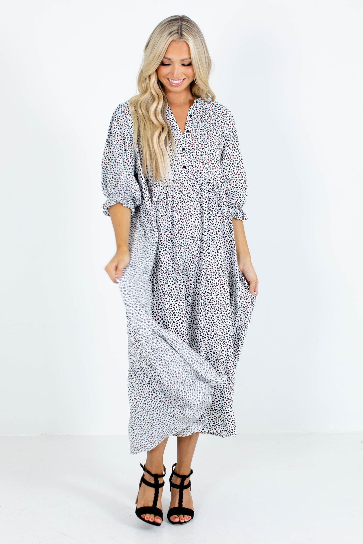 Living Wild White Patterned Maxi Dress