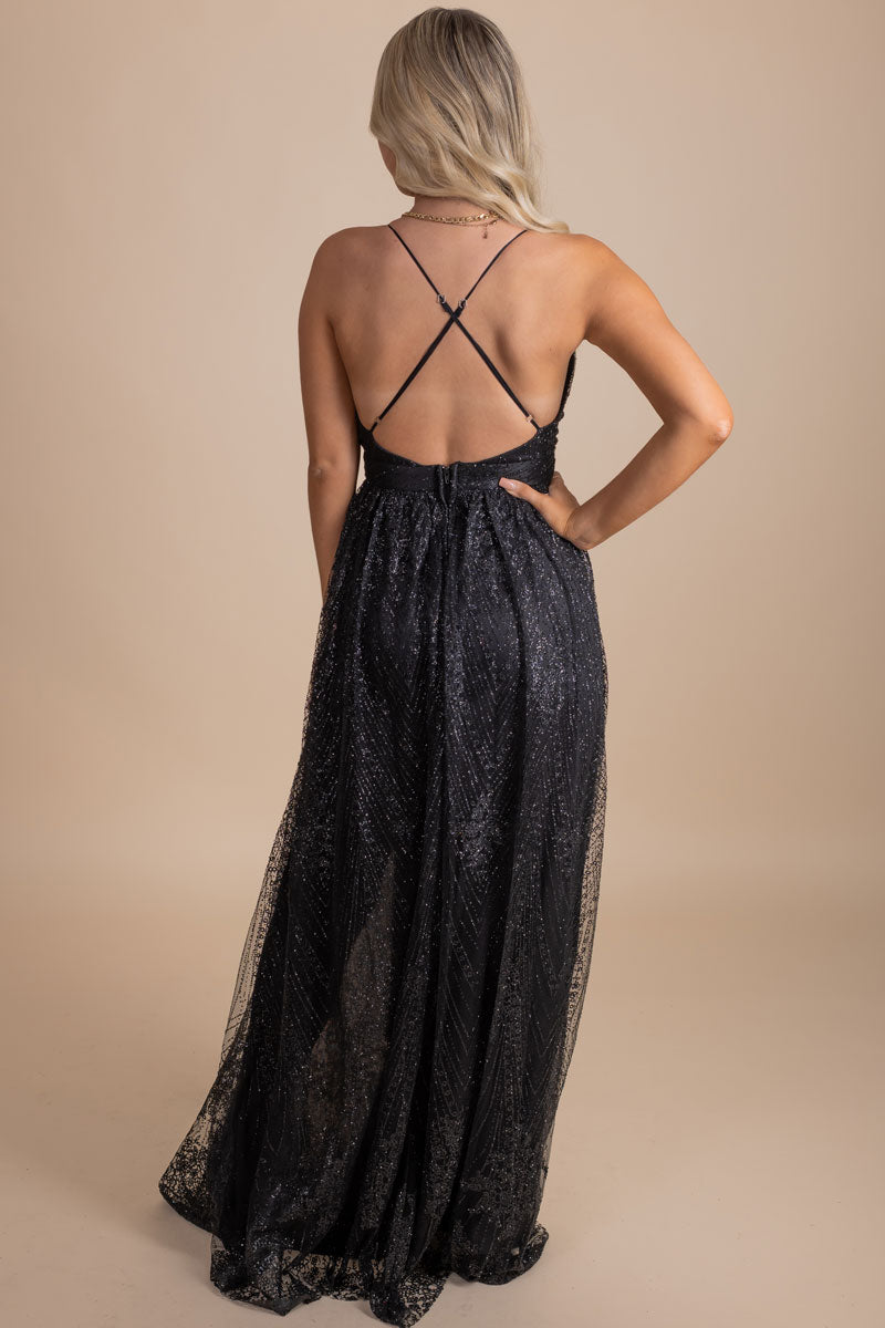 Attention Getter Shimmery Maxi Dress