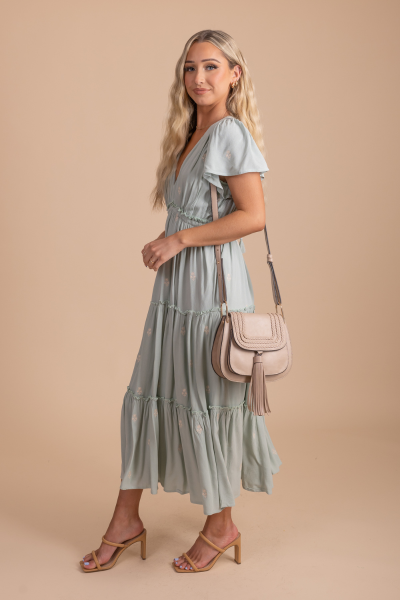 Pastel Dreams Embroidered Midi Dress