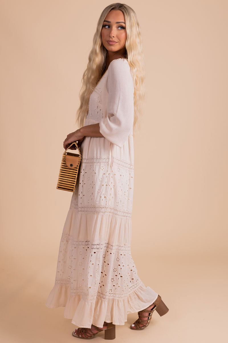 Make It Count Eyelet Detail Maxi Dress