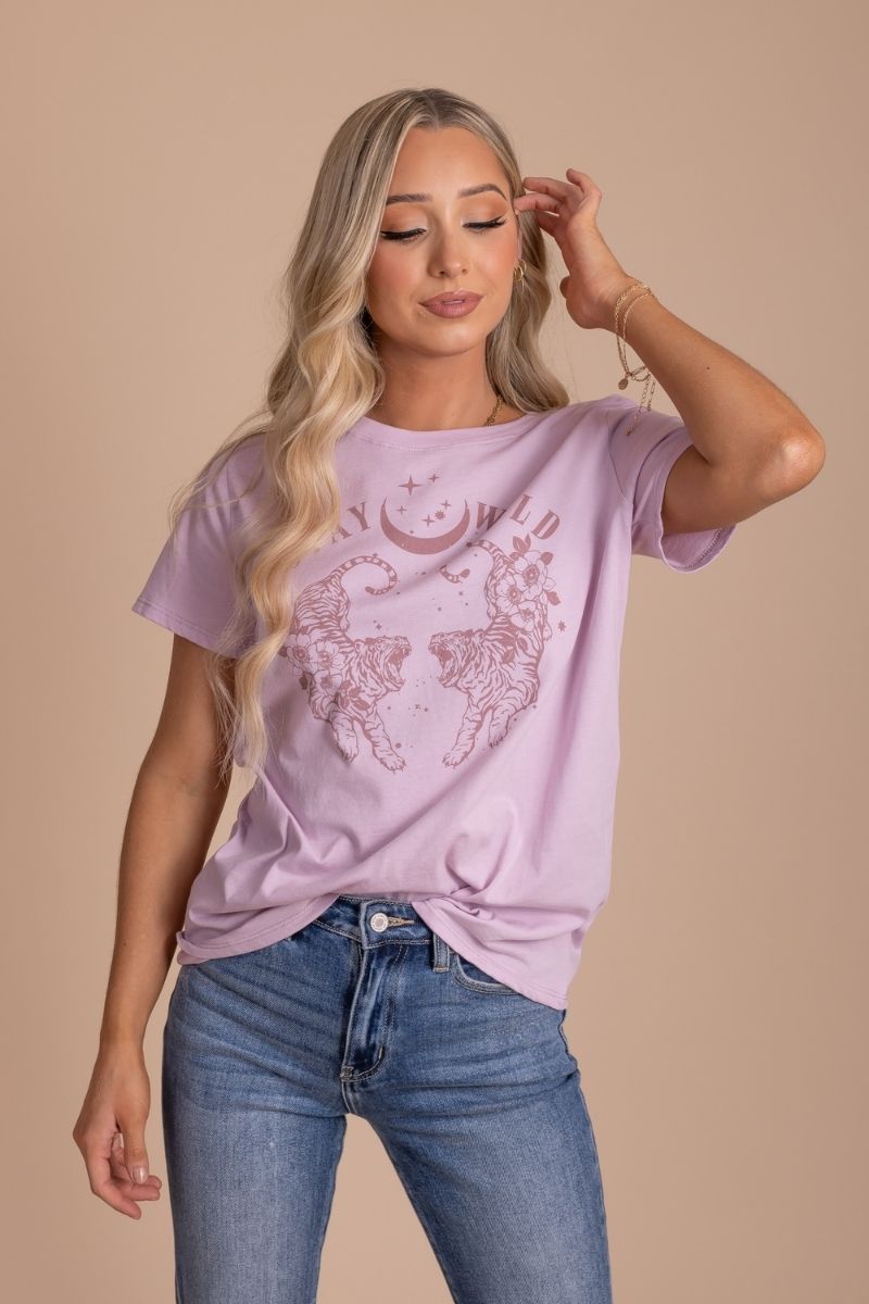 Stay Wild Graphic Tee - Light Purple