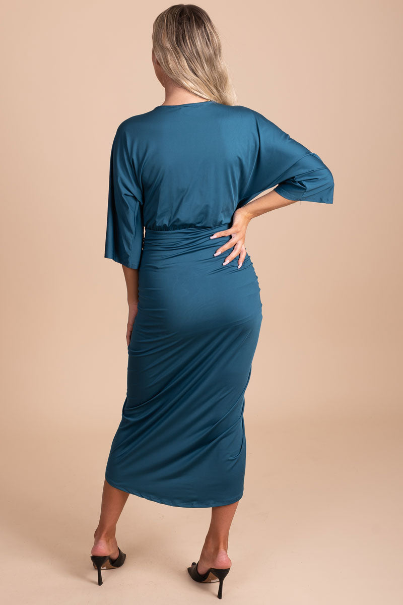 Just A Crush Ruched Midi Dress