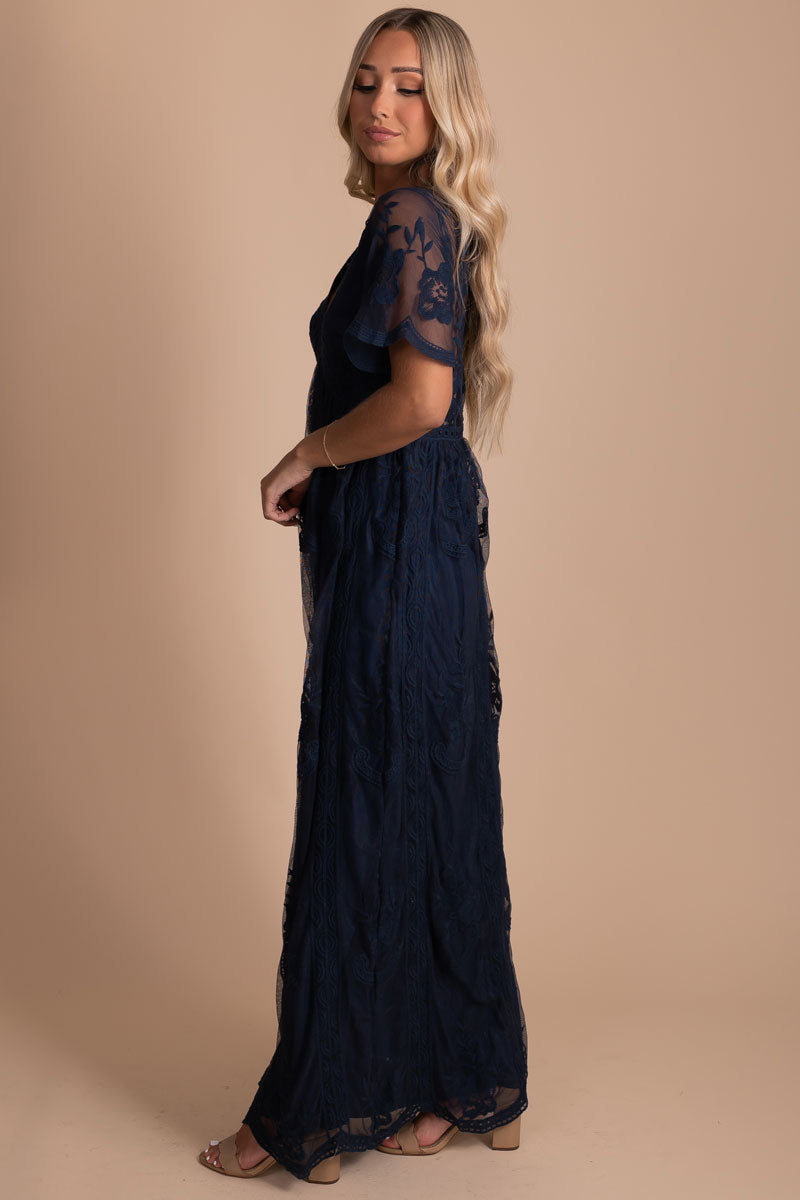 Simple Serenity Lace Maxi Dress