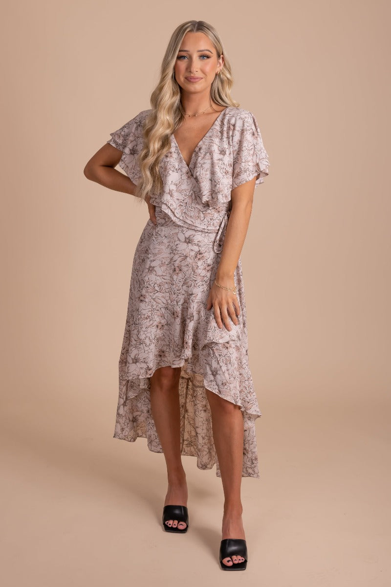 Feminine Frills Floral Maxi Dress - Light Pink