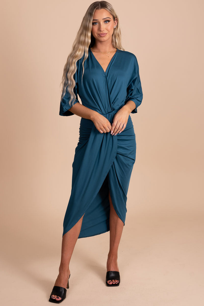 Just A Crush Ruched Midi Dress
