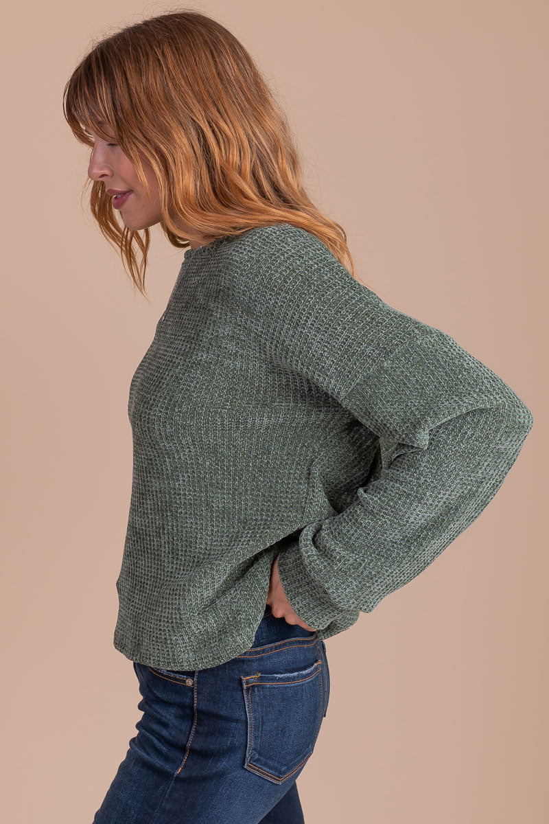 Into The Woods Knit Pullover Sweater - Dark Green
