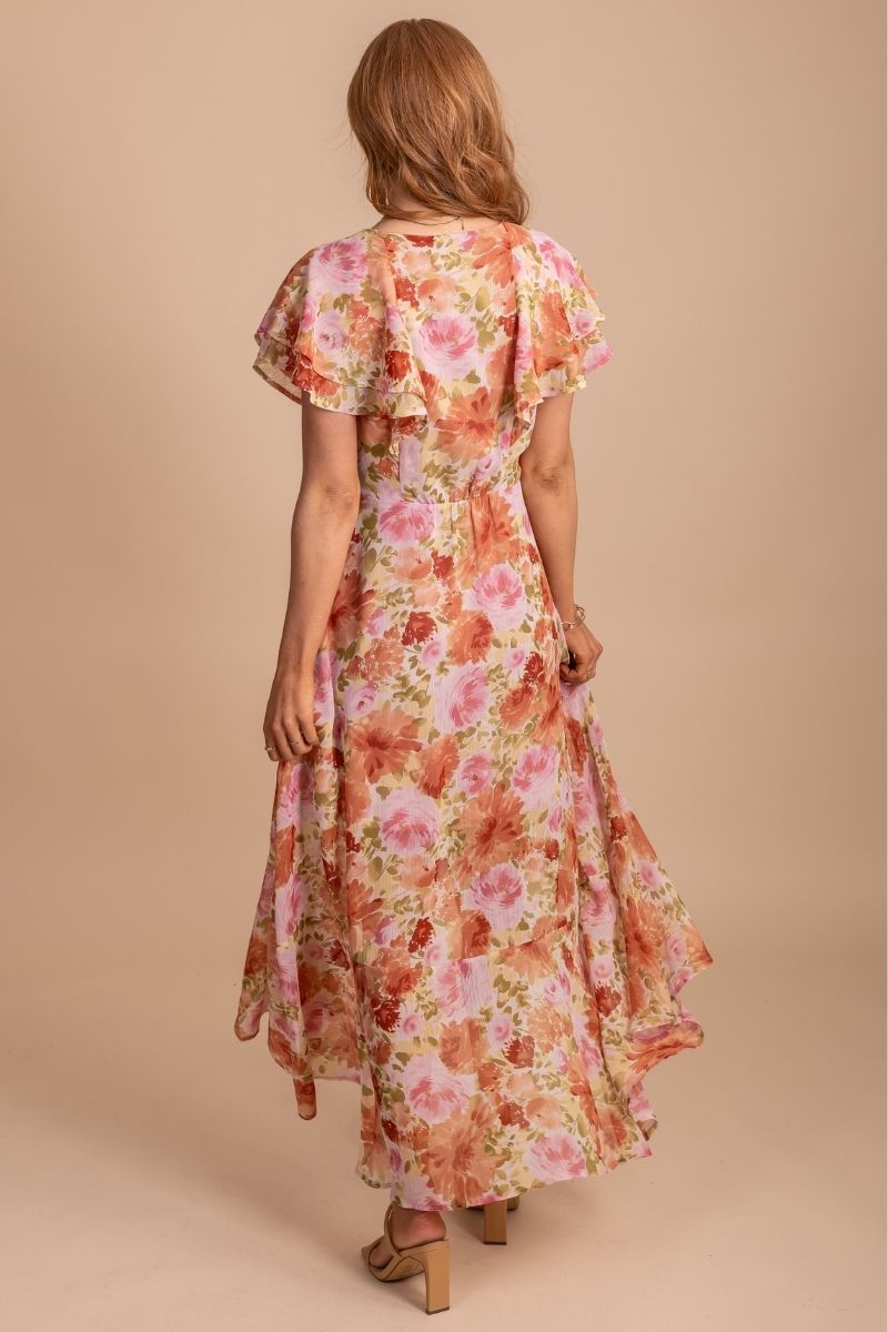 Crazy For Florals Wrap Midi Dress - Pink