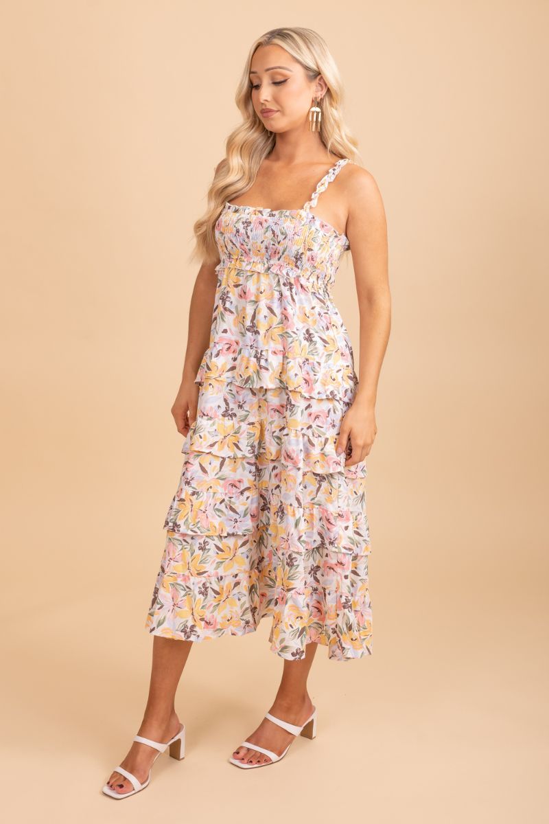 Let The Sun Shine Floral Midi Dress