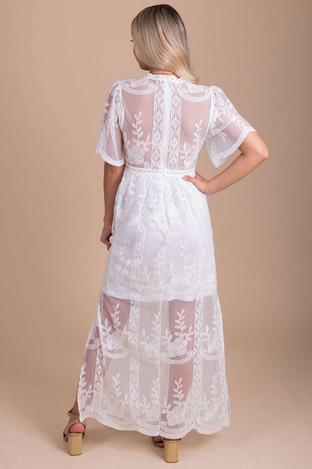Light My Fire White Lace Maxi Dress