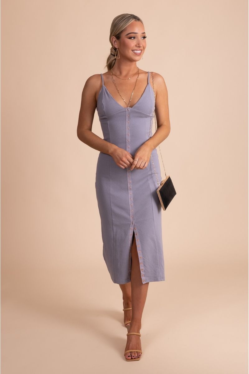 A Little Romance Button Front Midi Dress