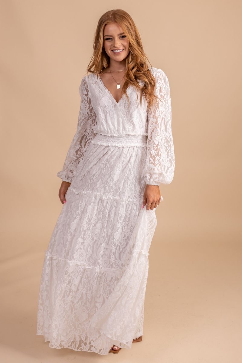 Pretty in Lace Maxi Dress - White