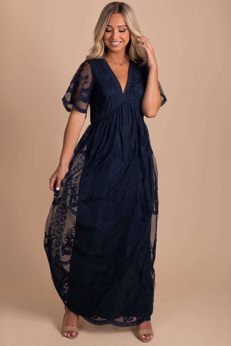 Simple Serenity Lace Maxi Dress