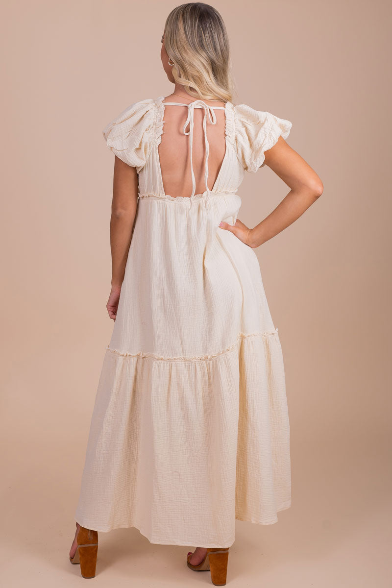 See You Soon Puff Sleeve Maxi Dress