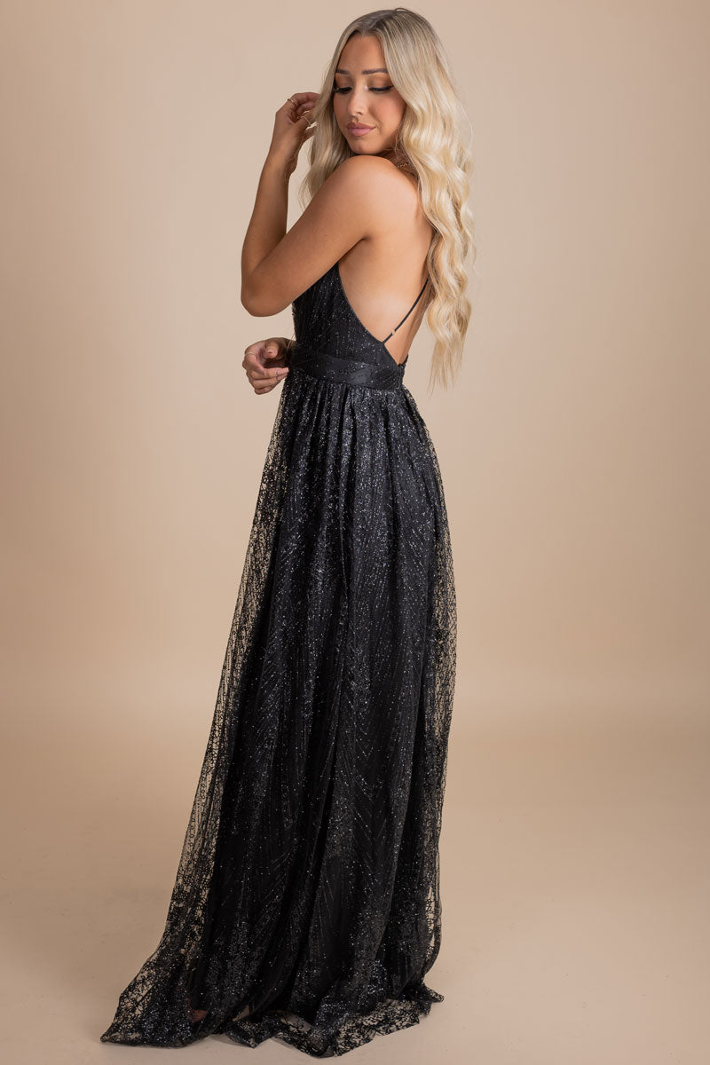 Attention Getter Shimmery Maxi Dress