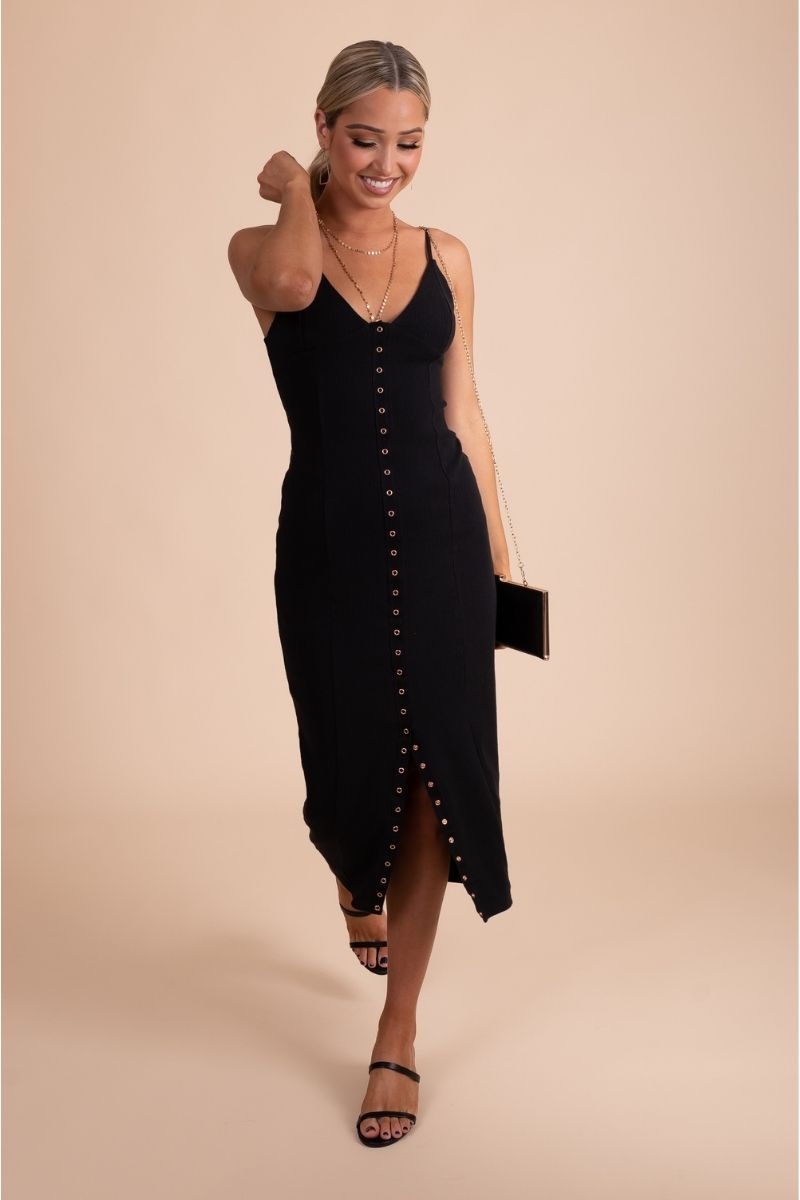 A Little Romance Button Front Midi Dress