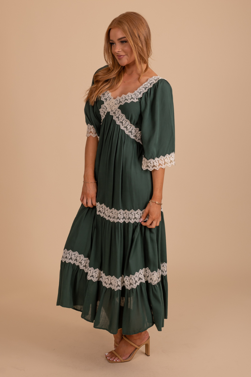 Find Me In The Evergreens Lace Maxi Dress