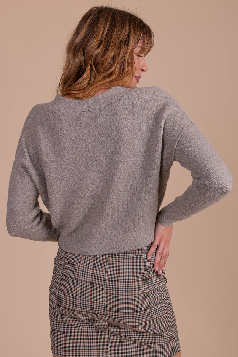 Timelessly Trendy Cropped Cardigan - Light Brown