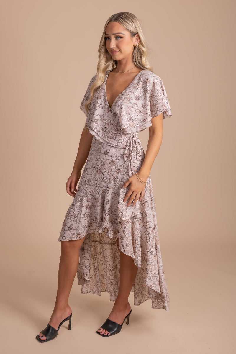 Feminine Frills Floral Maxi Dress - Light Pink