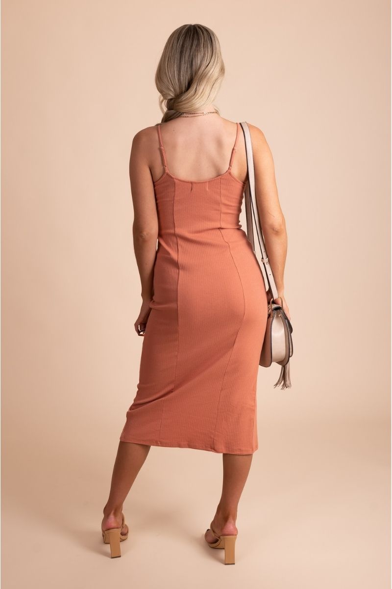 A Little Romance Button Front Midi Dress