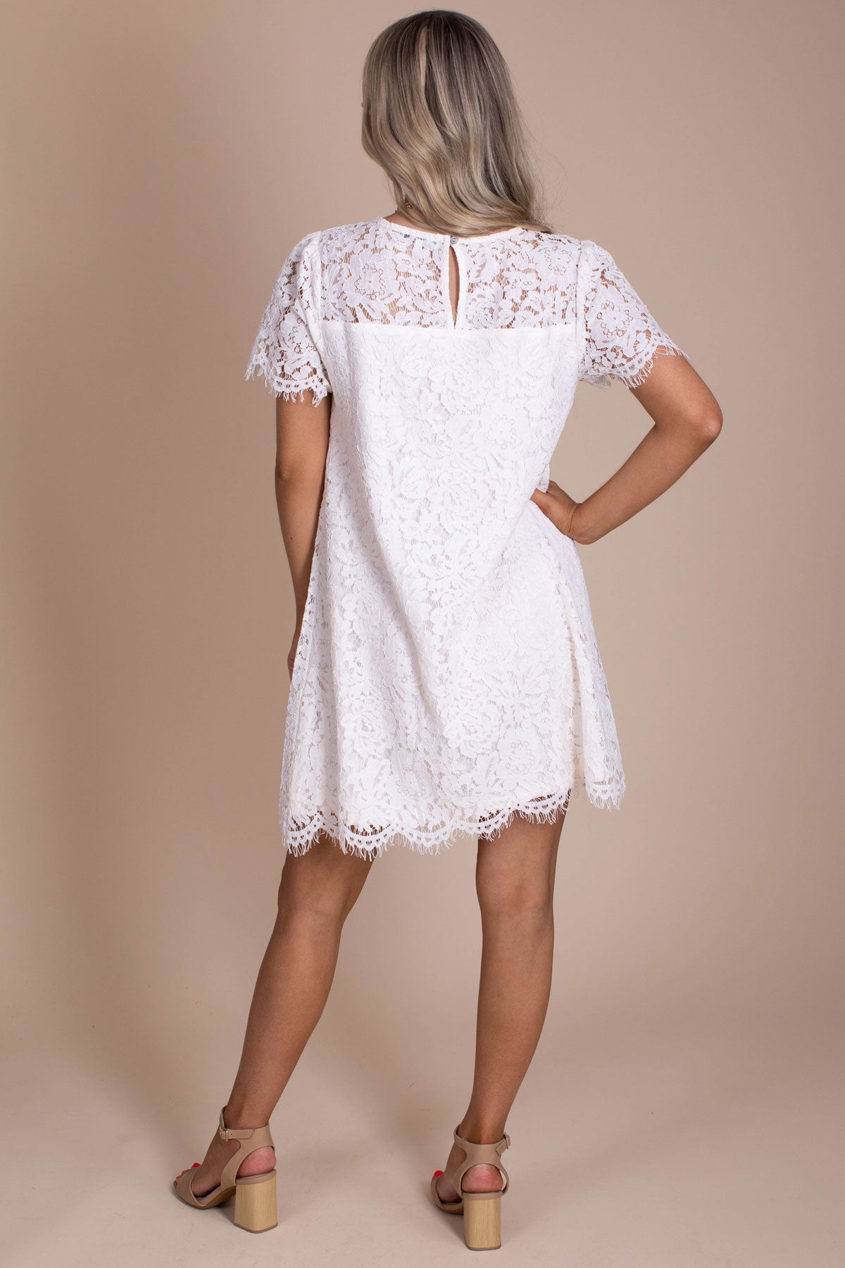Blissful Moments Lace Mini Dress - Off White