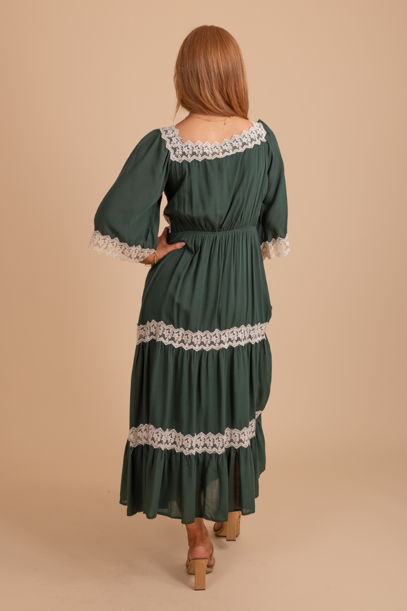 Find Me In The Evergreens Lace Maxi Dress