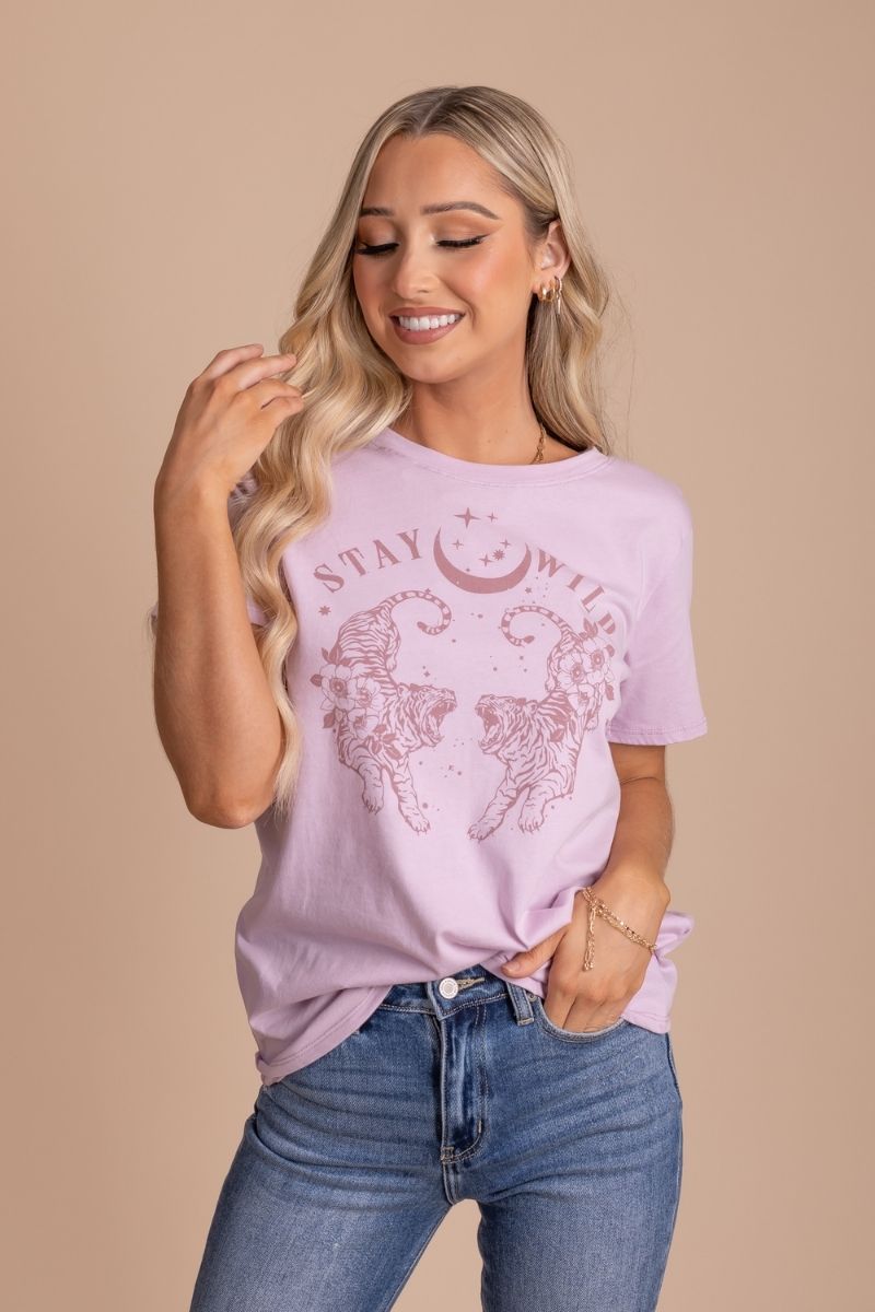 Stay Wild Graphic Tee - Light Purple