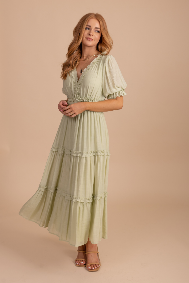 Gorgeously In Love Ruffled Midi Dress