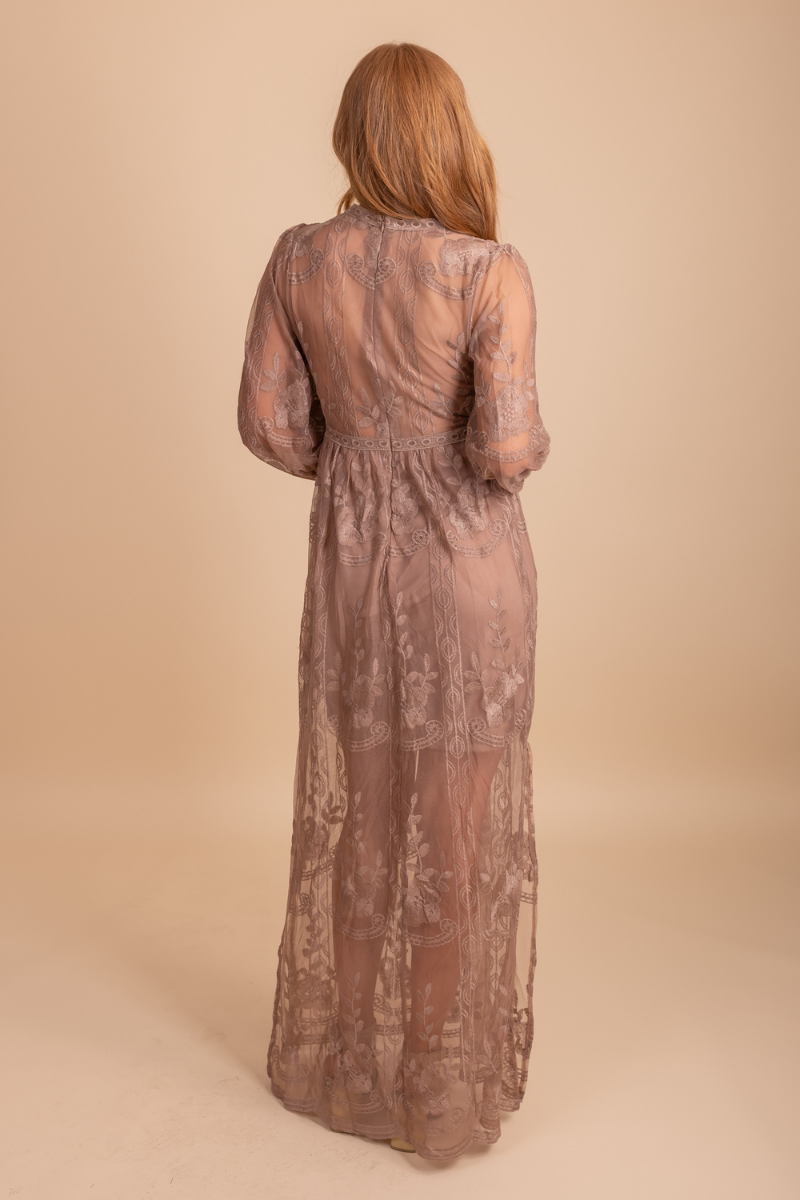 Light My Fire Mocha Long Sleeve Maxi Dress