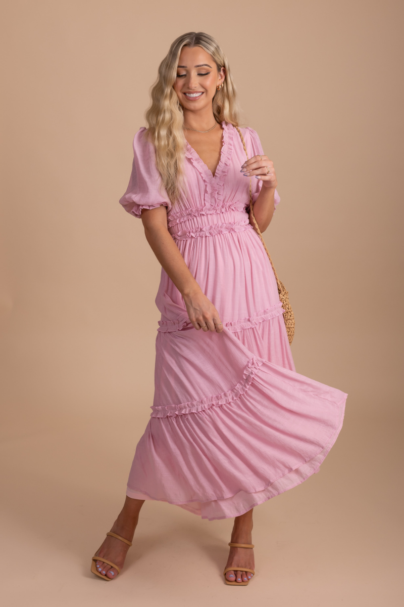 Gorgeously In Love Ruffled Midi Dress