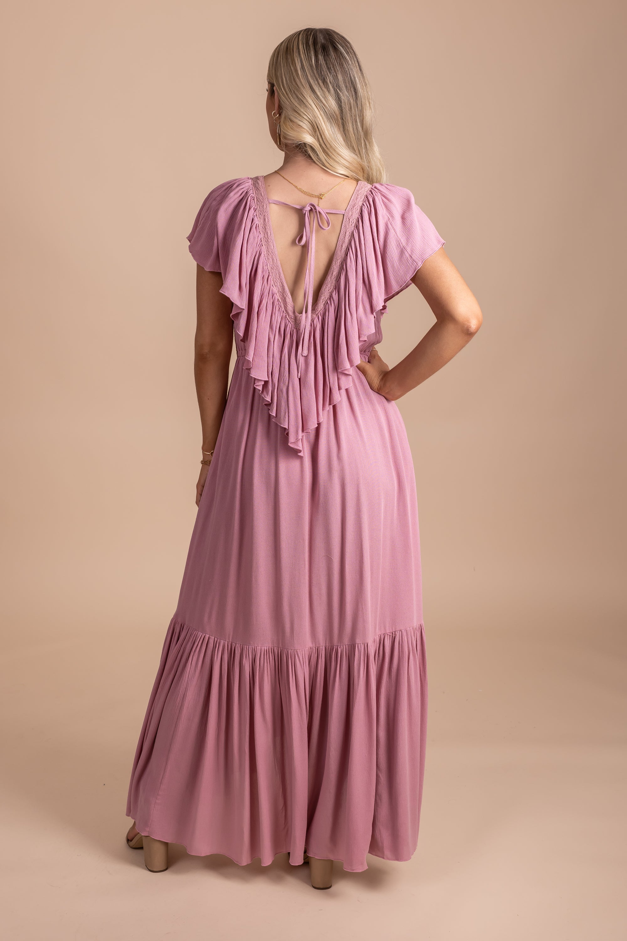 Because Of You Ruffled Maxi Dress - Pink