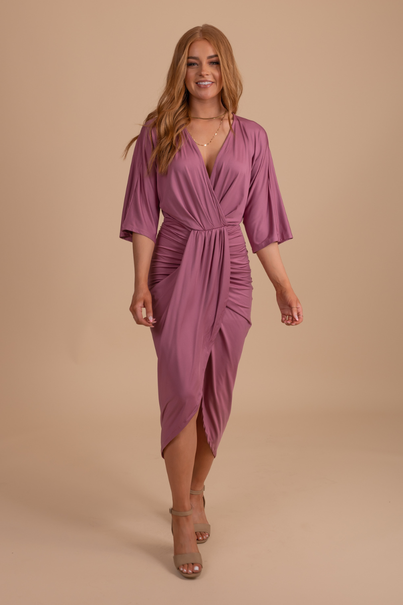 Just A Crush Ruched Midi Dress