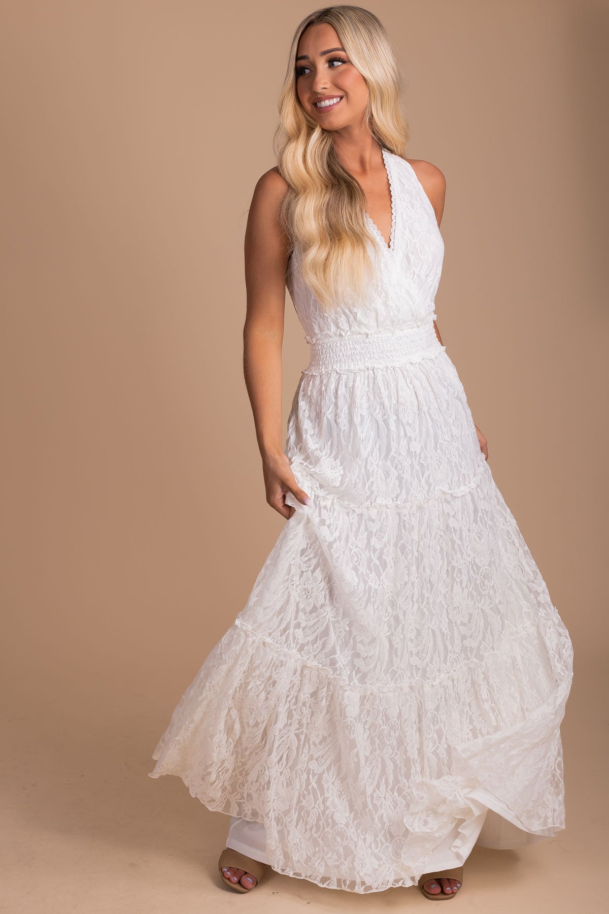 Forever Mine Lace Maxi Dress - White