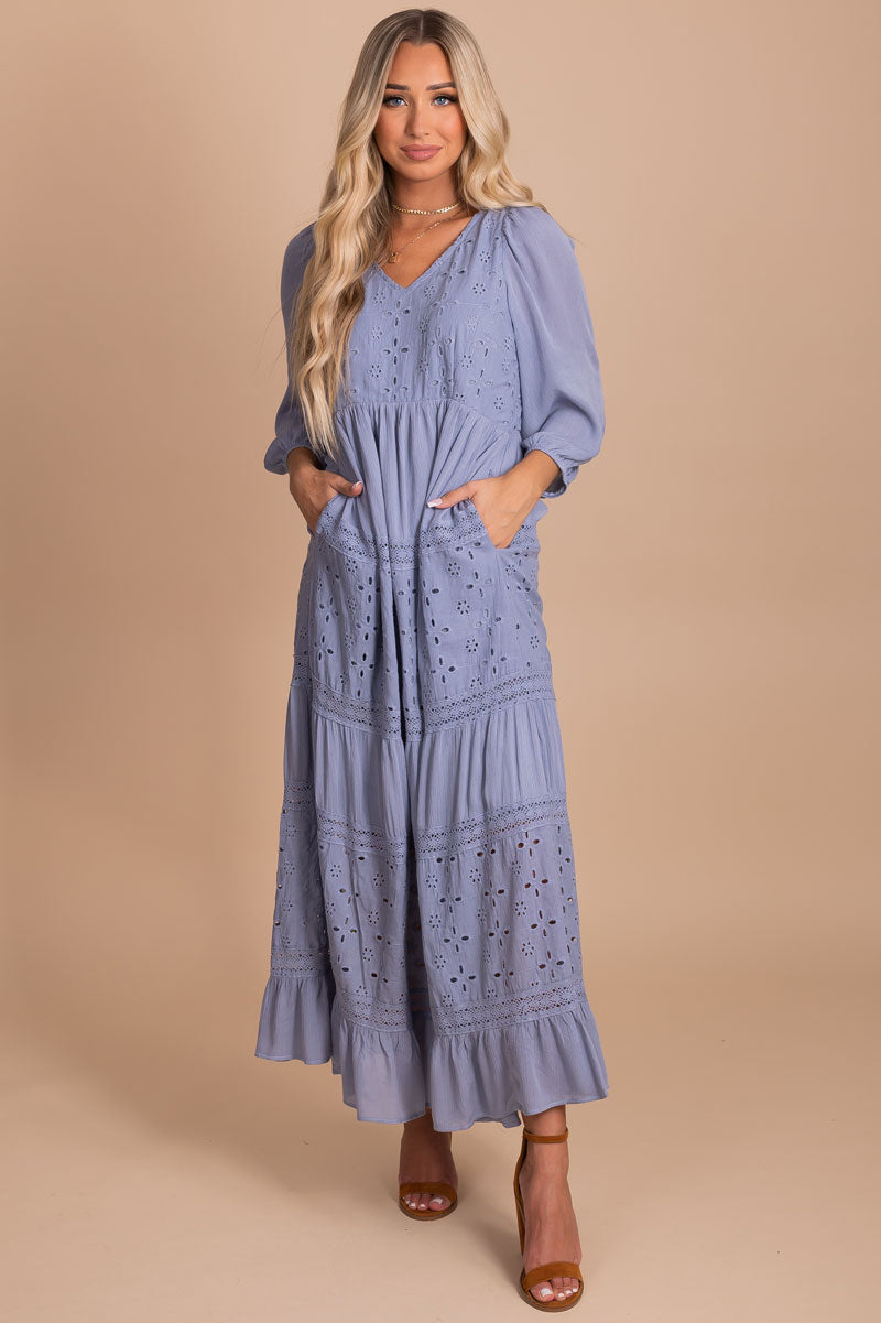 Make It Count Eyelet Detail Maxi Dress