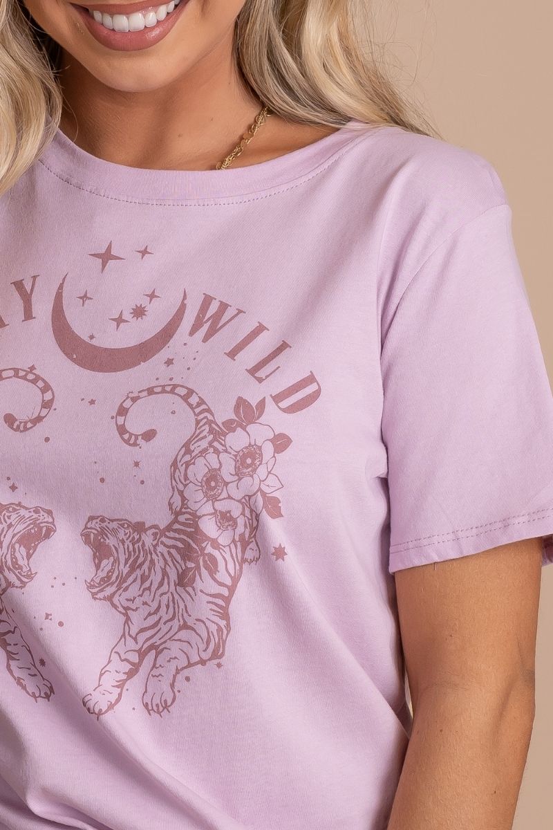 Stay Wild Graphic Tee - Light Purple