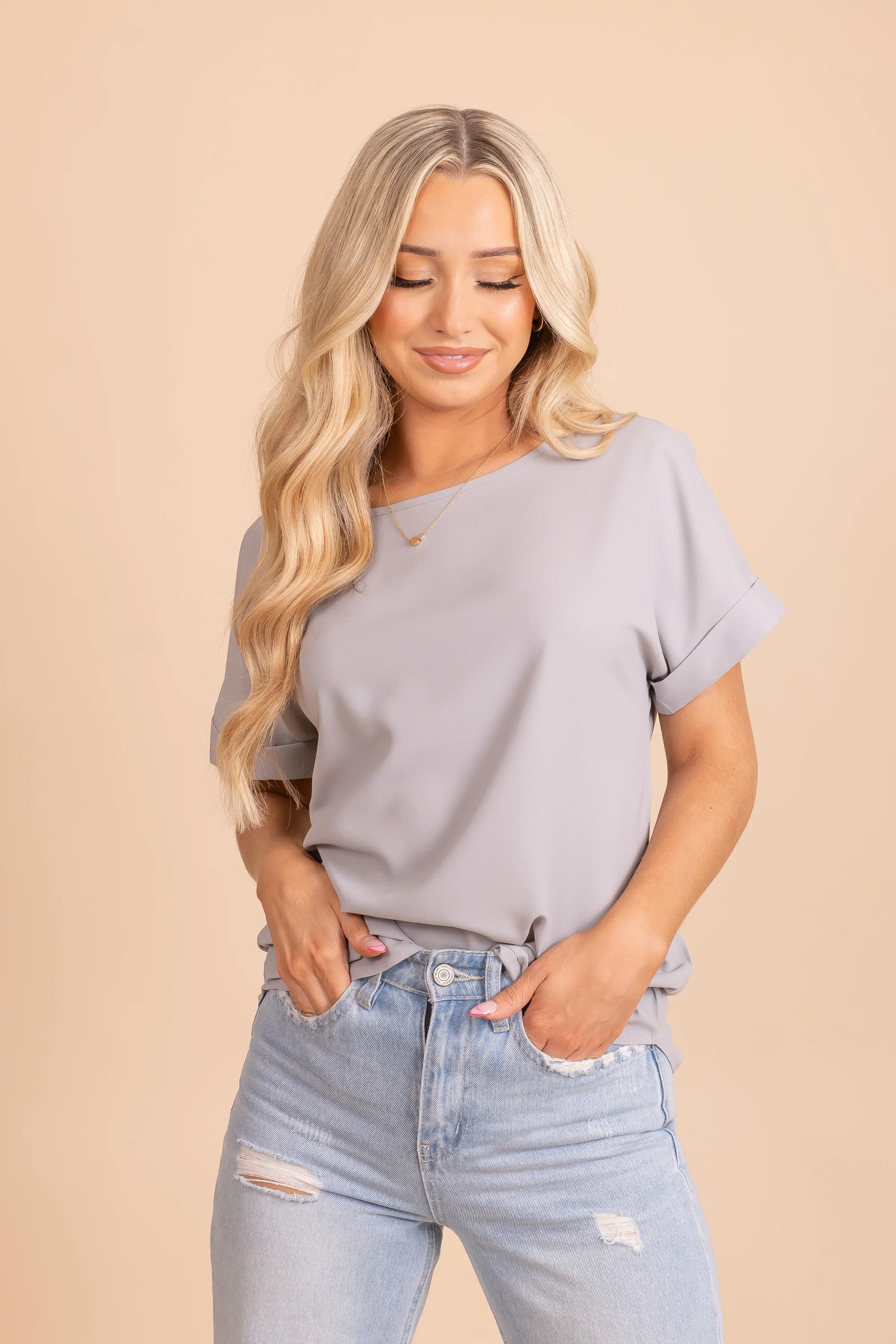 Round Neck Chiffon Top