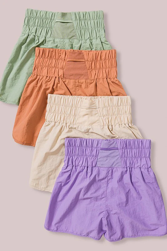 Windbreaker Smocked Waist Running Shorts