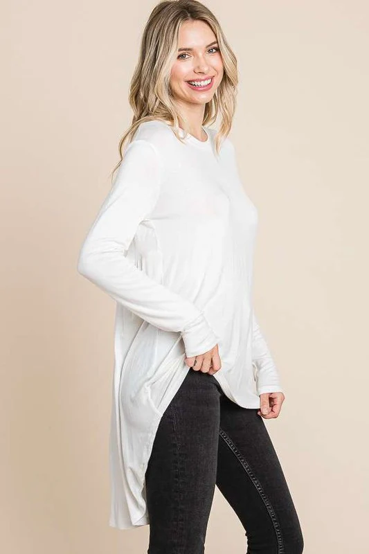 Crew Neck Shirring Back Tunic Top