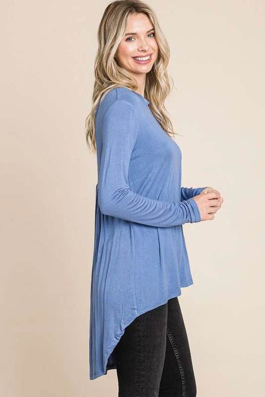 Crew Neck Shirring Back Tunic Top