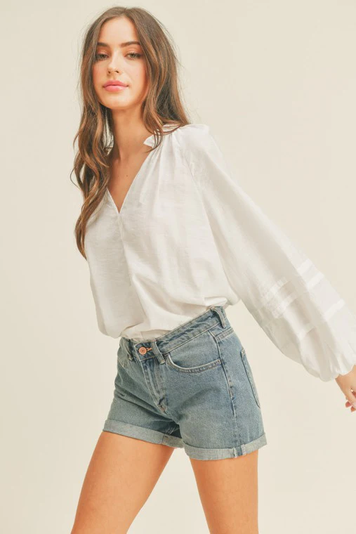 Puff Sleeve Button Down Top