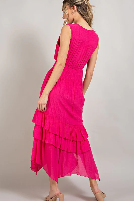V-Neck Ruffle Maxi Dress