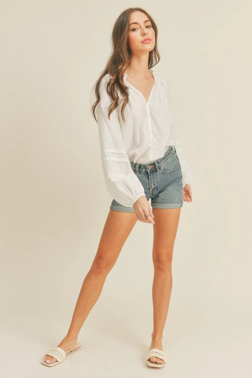 Puff Sleeve Button Down Top