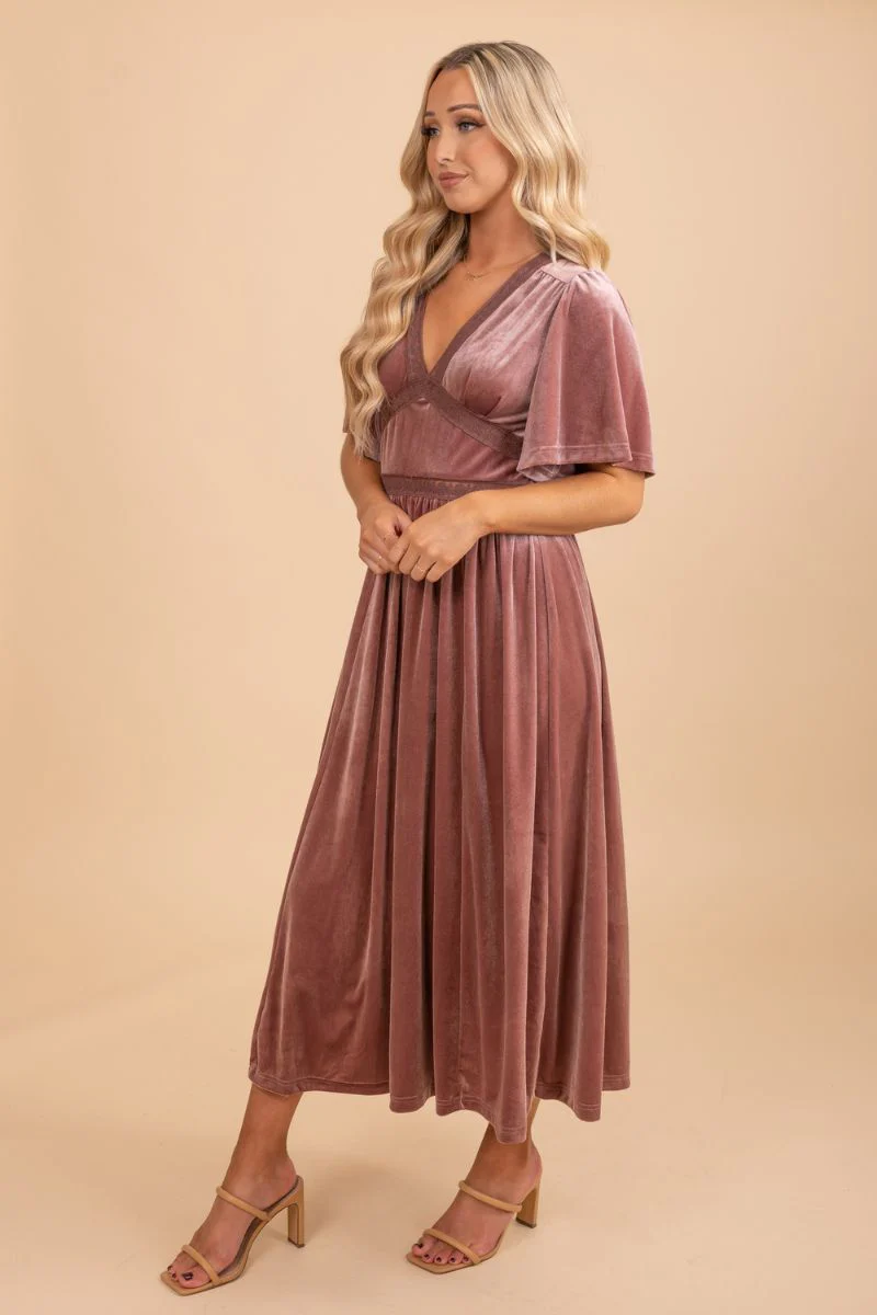 Pink Love Velvet Midi Dress