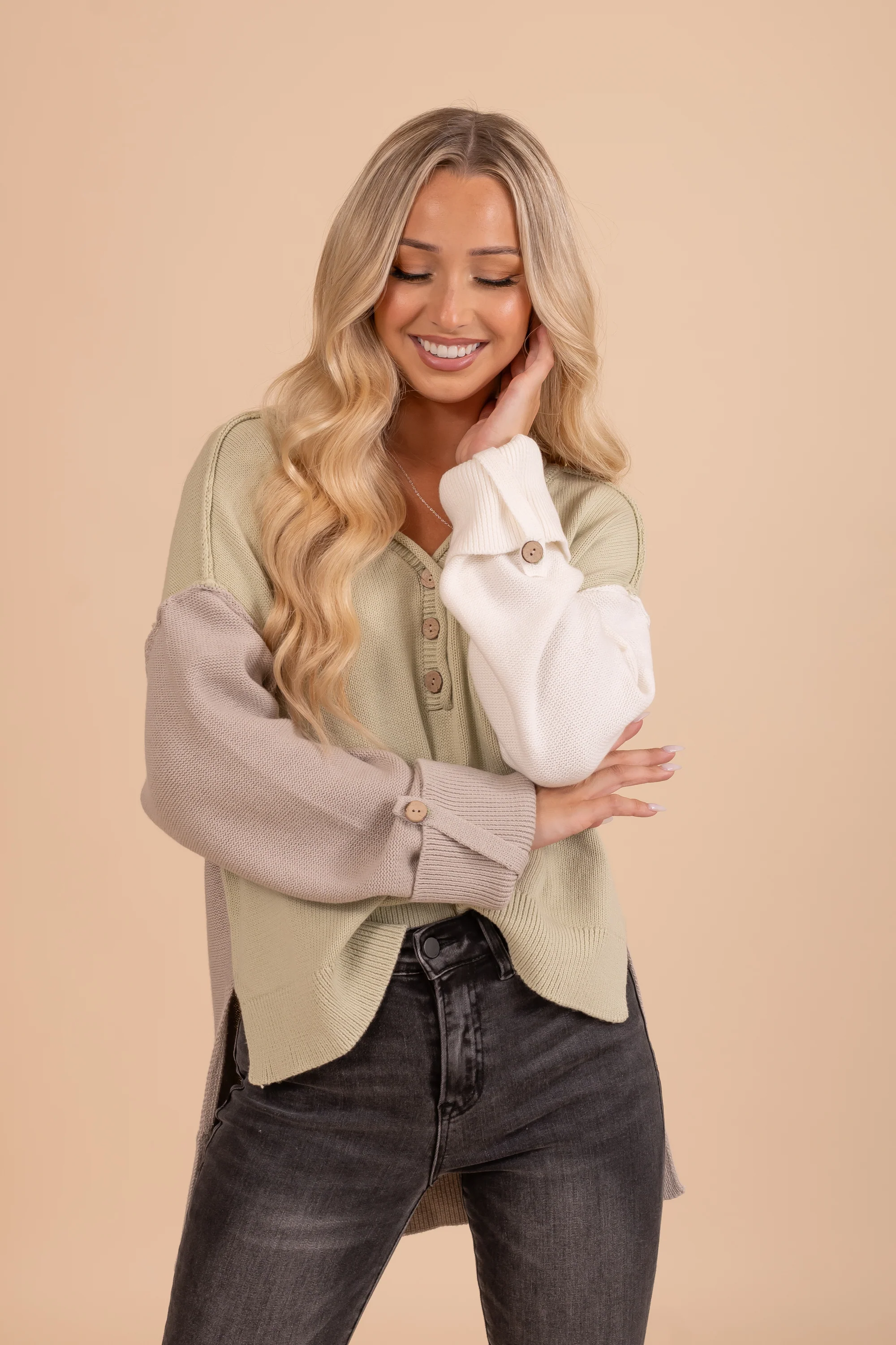 Oversized Color Block  Sweater