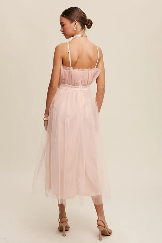 Paper Bag Frill Tulle Maxi Dress