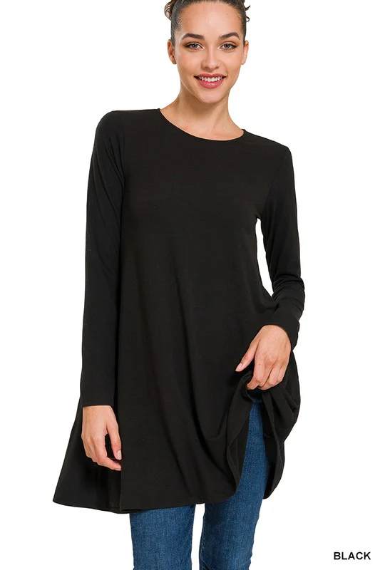 Long Sleeve  Pocket Tunic Dress