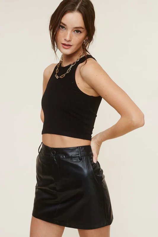 Super Soft ribbed Round Neck Sleeveless Crop Top