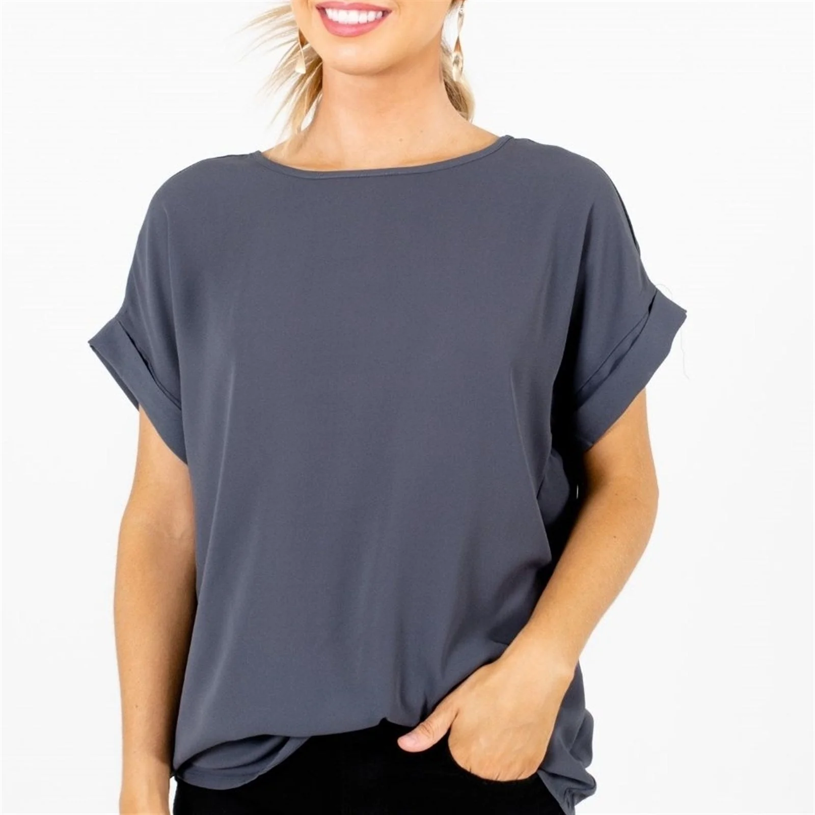 Round Neck Chiffon Top