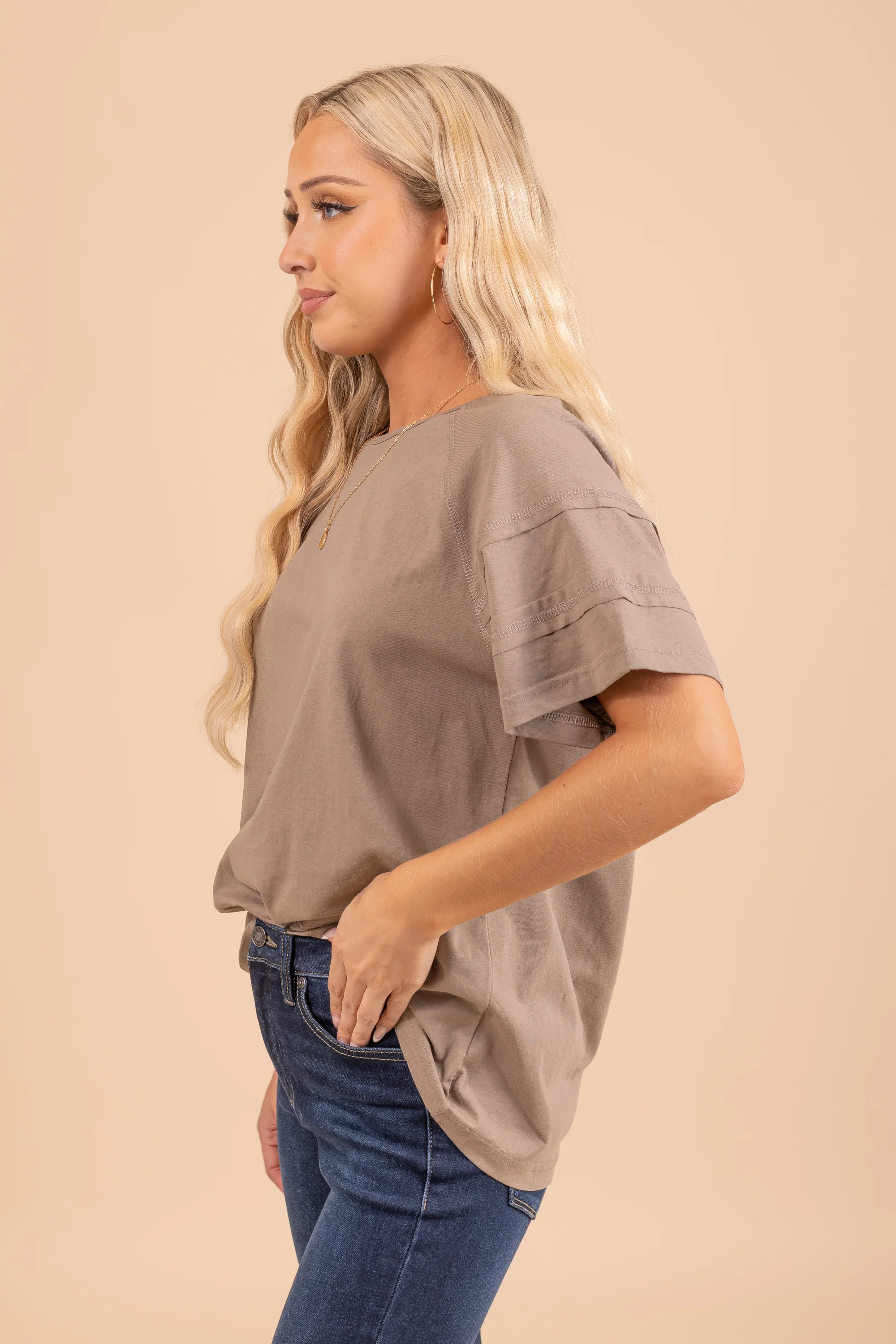 Short Sleeve Raw Hem Top