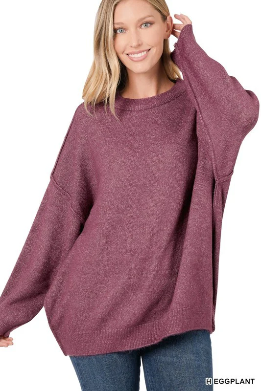 Oversized Round Neck Raw Seam Sweater