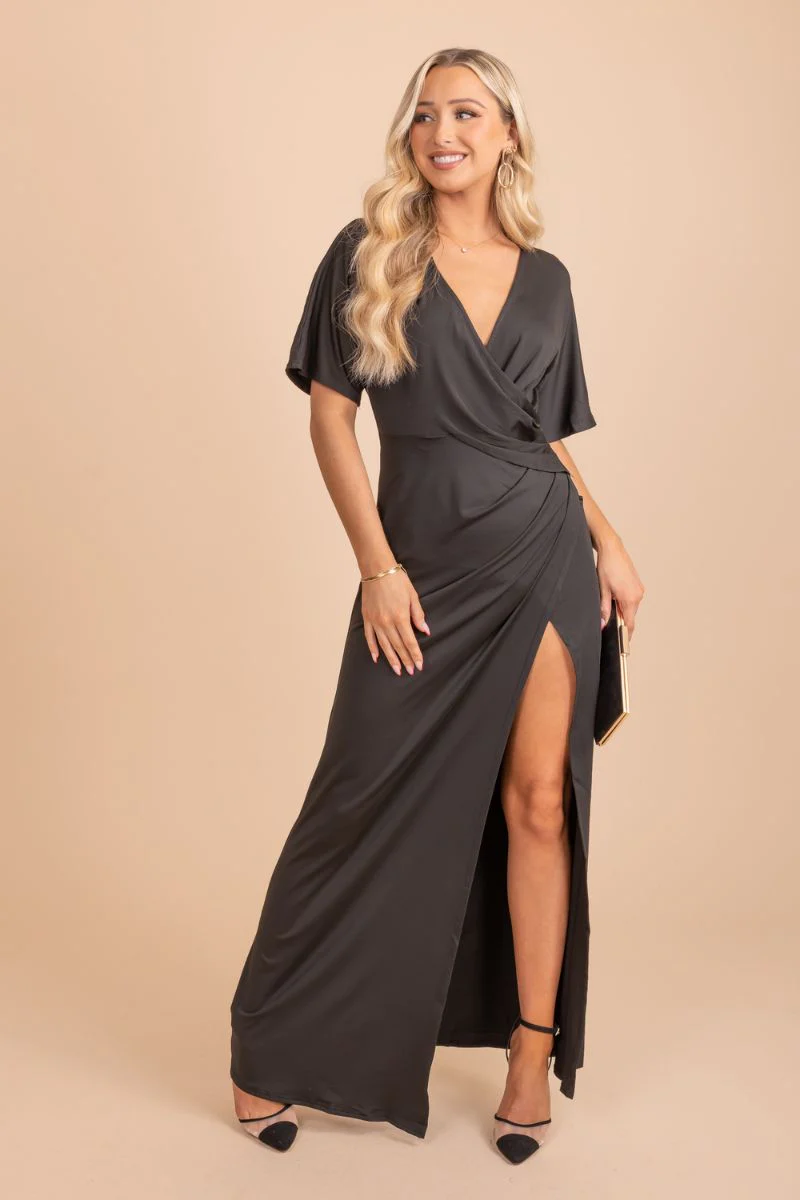 Let's Go Dance Faux Wrap Maxi Dress